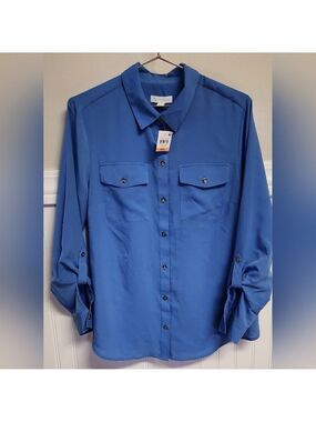 Charter Club Two Pocket Button Blue Shirt Small - New With Tags